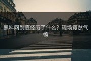黑料网到底经历了什么？现场竟然气愤