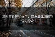 黑料事件评论炸了，网友集体崩溃到语无伦次