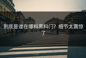 到底是谁在爆料黑料门？细节太震惊了