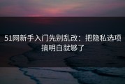 51网新手入门先别乱改：把隐私选项搞明白就够了