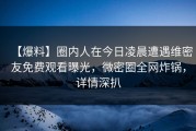 【爆料】圈内人在今日凌晨遭遇维密友免费观看曝光，微密圈全网炸锅，详情深扒