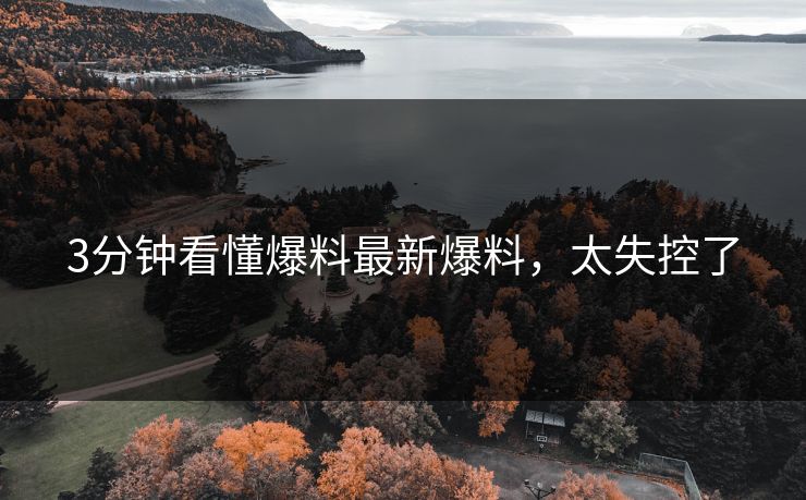 3分钟看懂爆料最新爆料，太失控了