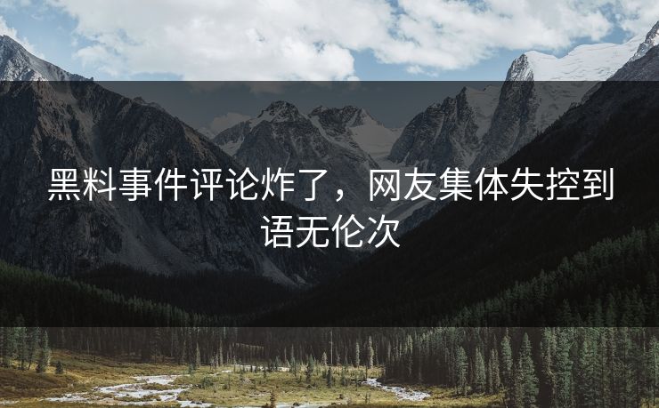 黑料事件评论炸了，网友集体失控到语无伦次