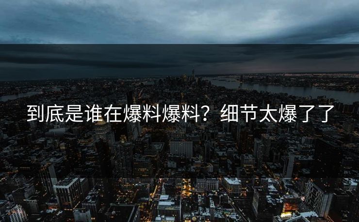 到底是谁在爆料爆料？细节太爆了了