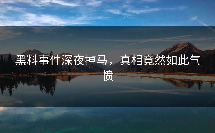 黑料事件深夜掉马，真相竟然如此气愤