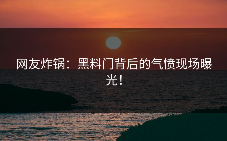 网友炸锅：黑料门背后的气愤现场曝光！