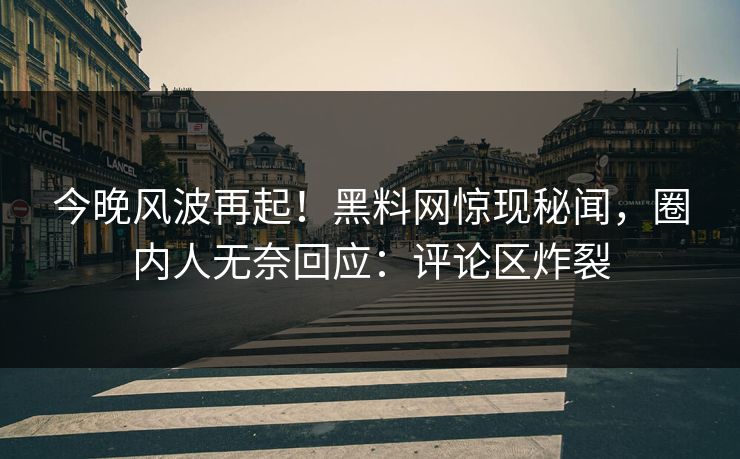 今晚风波再起！黑料网惊现秘闻，圈内人无奈回应：评论区炸裂