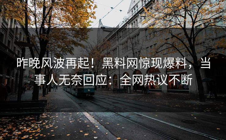 昨晚风波再起！黑料网惊现爆料，当事人无奈回应：全网热议不断