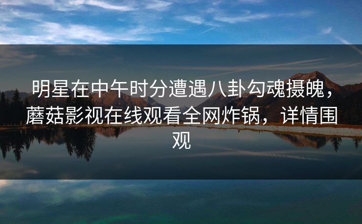 明星在中午时分遭遇八卦勾魂摄魄，蘑菇影视在线观看全网炸锅，详情围观