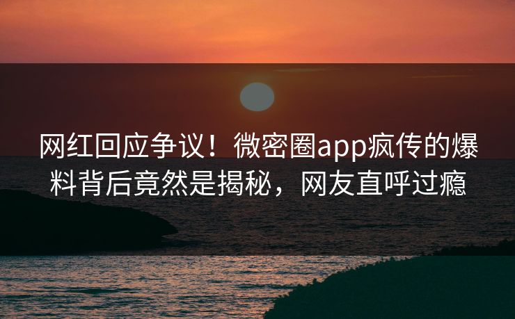 网红回应争议!微密圈app疯传的爆料背后竟然是揭秘,网友直呼过瘾 网红回应争议!微密圈app疯传的爆料背后竟然是揭秘,网友直呼过瘾