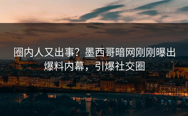 圈内人又出事?墨西哥暗网刚刚曝出爆料内幕,引爆社交圈 圈内人又出事?墨西哥暗网刚刚曝出爆料内幕,引爆社交圈