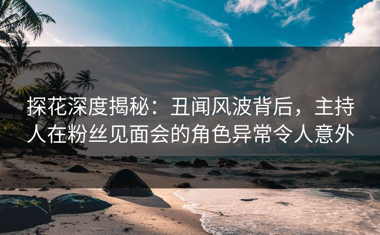 探花深度揭秘:丑闻风波背后,主持人在粉丝见面会的角色异常令人意外 探花深度揭秘:丑闻风波背后,主持人在粉丝见面会的角色异常令人意外