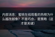 内部消息：蜜桃在线观看的热榜为什么越改越像？不是巧合，是策略（这才是关键）