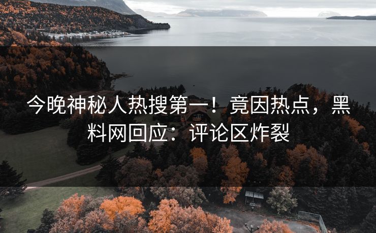 今晚神秘人热搜第一！竟因热点，黑料网回应：评论区炸裂
