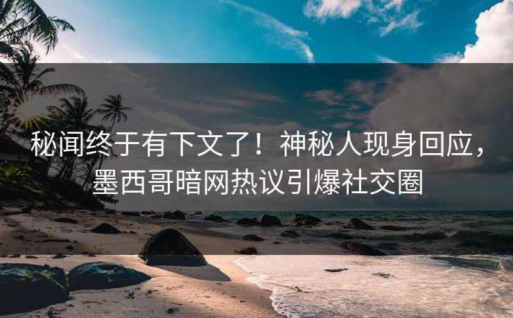 秘闻终于有下文了！神秘人现身回应，墨西哥暗网热议引爆社交圈